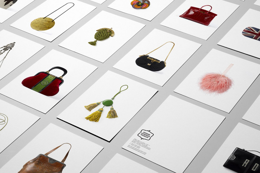 Postcards designed by Charlie Smith Design for the Simone Handbag Museum