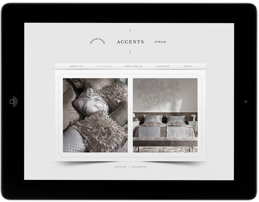 Logo and mobile website designed by La Tortilleria for home furnishing retailer and interior design service Accents