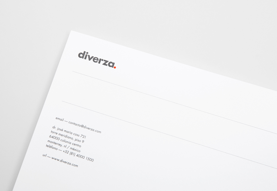 Logo and headed paper for Mexican on-line, electronic invoicing service provider Diverza designed by Face Creative