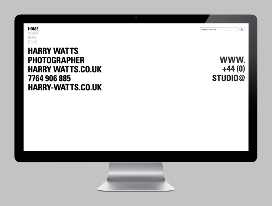 Website designed by Birch for British photographer Harry Watts