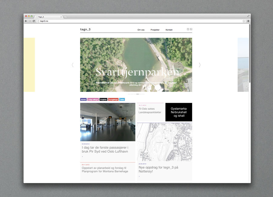 Website design by Neue for Norwegian architecture studio Tegn_3