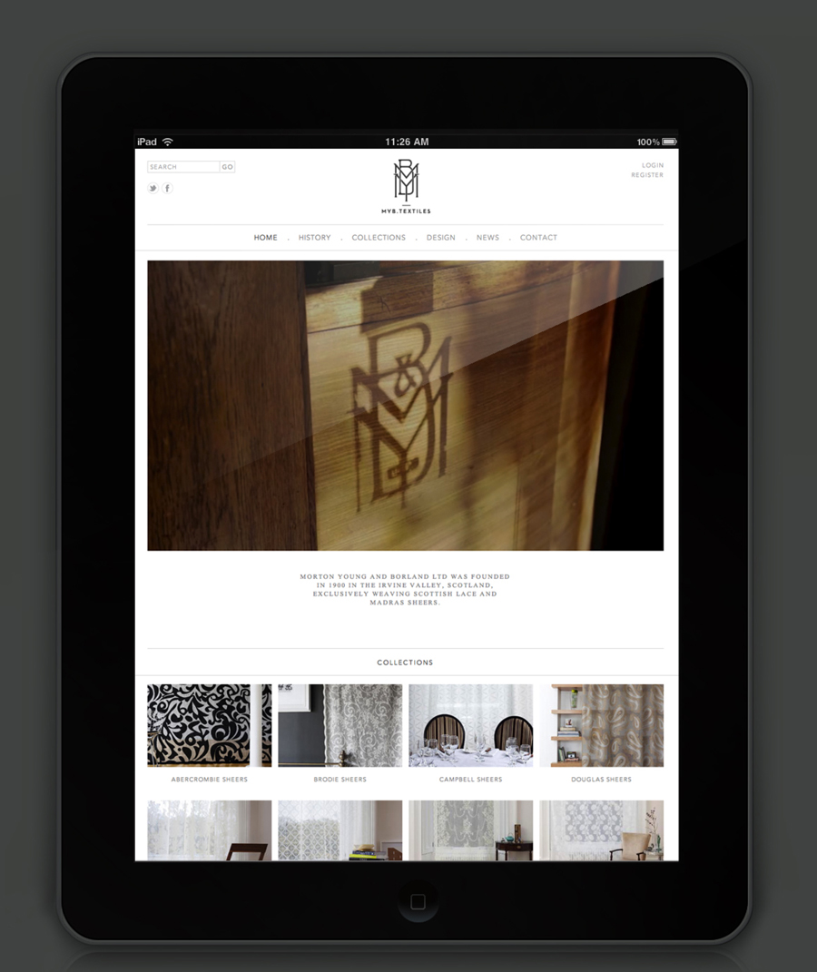 Logo and responsive website designed by Graphical House for Ayrshire based lace manufacturer MYB Textiles 