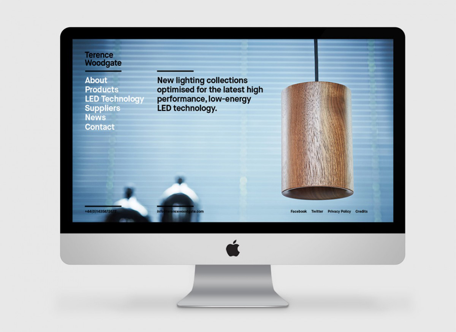 Website for lighting design and manufacturer Terence Woodgate designed by Charlie Smith Design