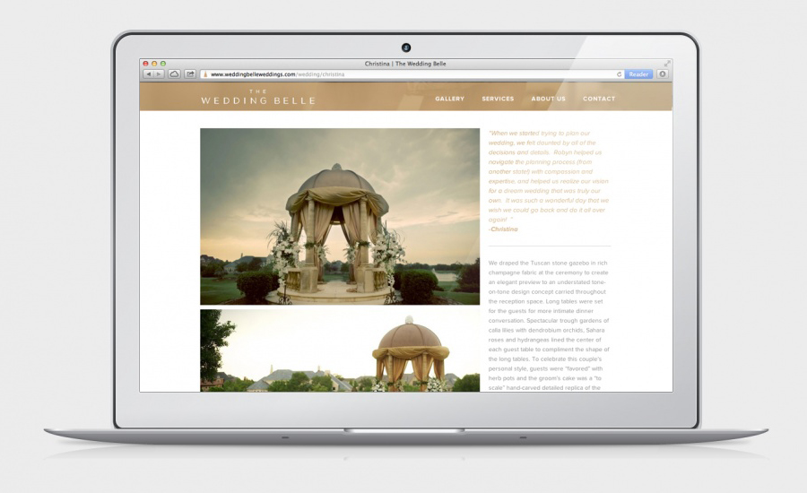 Website designed by Ghost for wedding planner The Wedding Belle