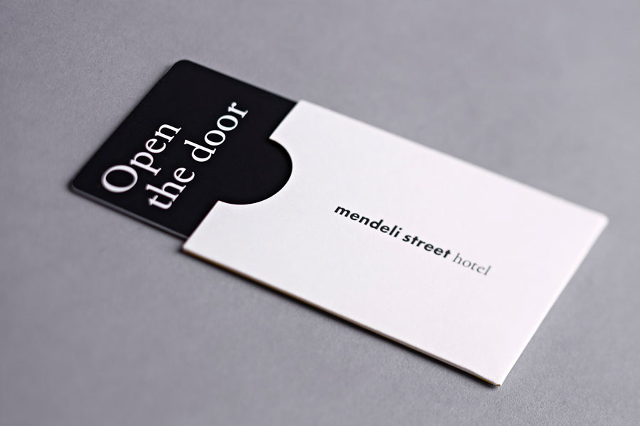 Key card and sleeve created for Tel aviv hotel Mendeli Street designed by Koniak