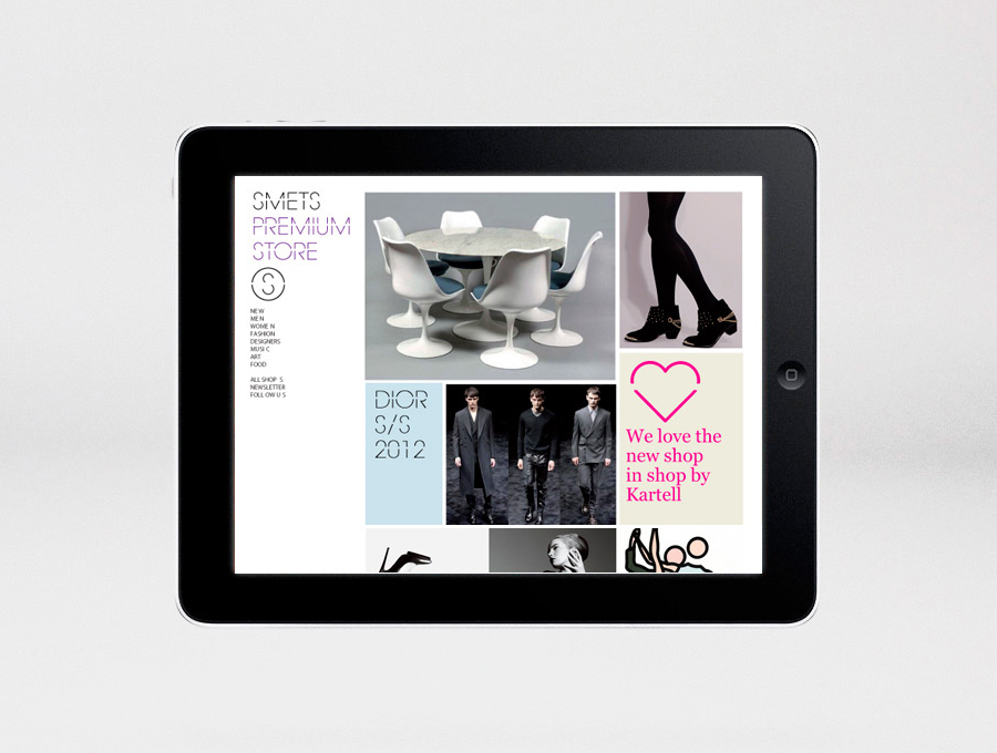 Logo and mobile website designed by Coast for Brussels based luxury department store Smets
