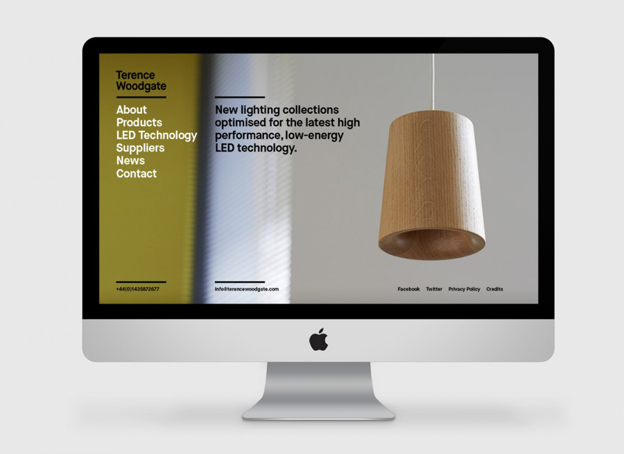 Website for lighting design and manufacturer Terence Woodgate designed by Charlie Smith Design