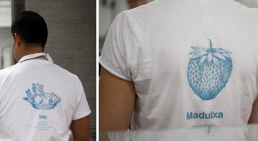 Uniform with illustrative detail designed by Mayuscula for Spanish organic supermarket Obbio