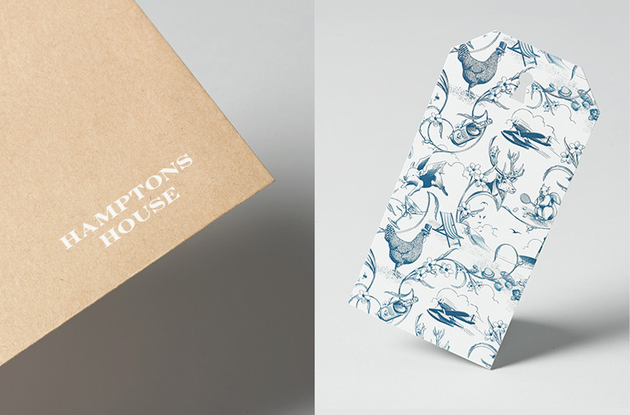 Tag with illustrative detail designed by Moffitt.Moffitt for Sydney furniture and homeware retailer Hamptons House