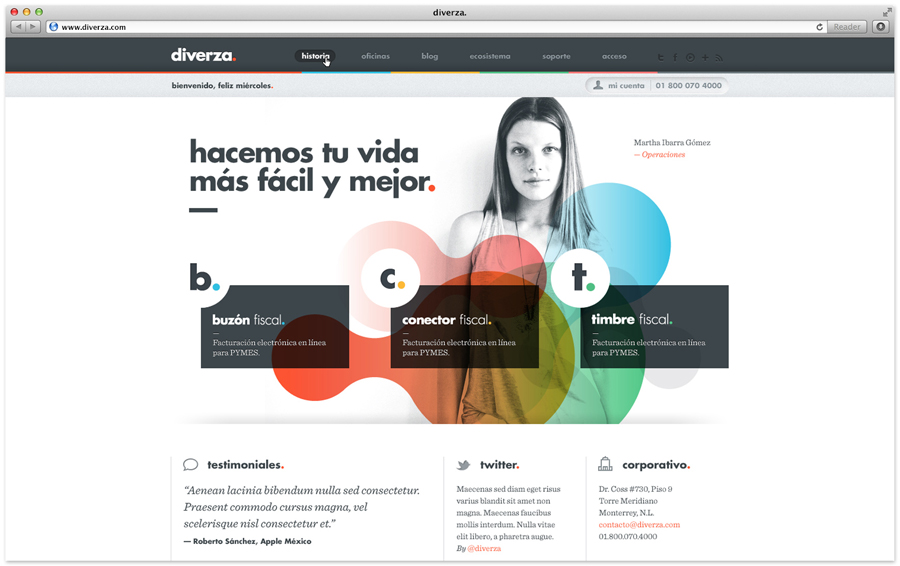 Logo and website for Mexican on-line, electronic invoicing service provider Diverza designed by Face Creative