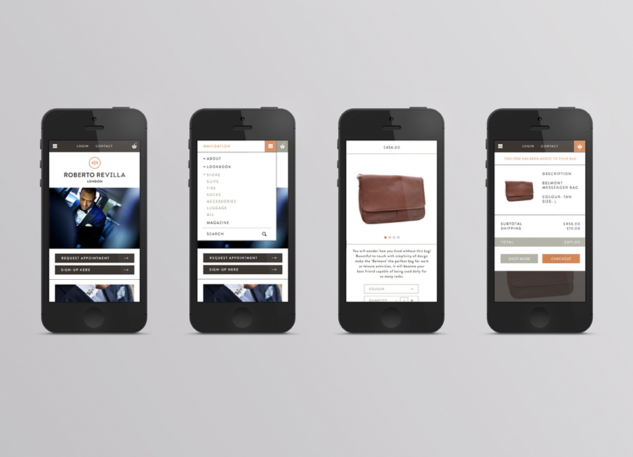 Responsive website for London based tailor Roberto Revilla designed by Friends