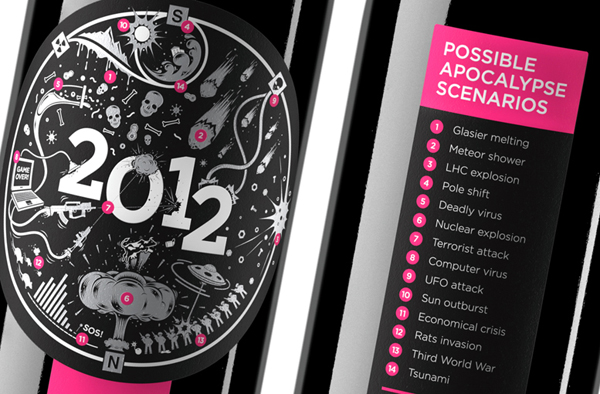 Self-initiated NYE wine packaging created by design agency StudioIN as a corporate gift to celebrate the 2012 new year