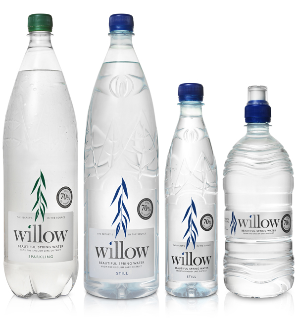 Packaging with silver spot colour designed by Kirsty Mcmaster for Willow, a water sourced and bottled in the English Lake District