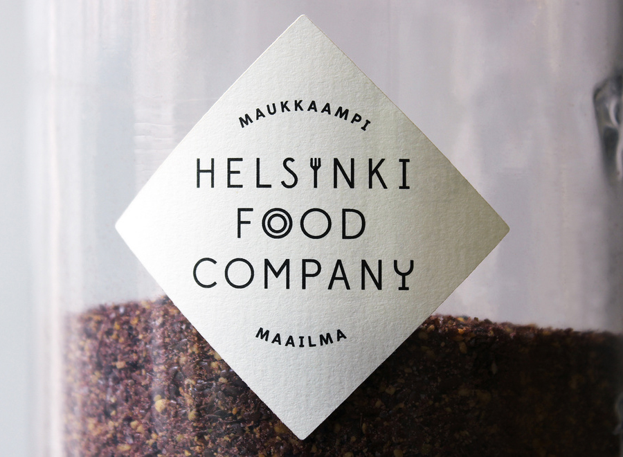 Logo and jar label for Helsinki Food Company designed by Werklig