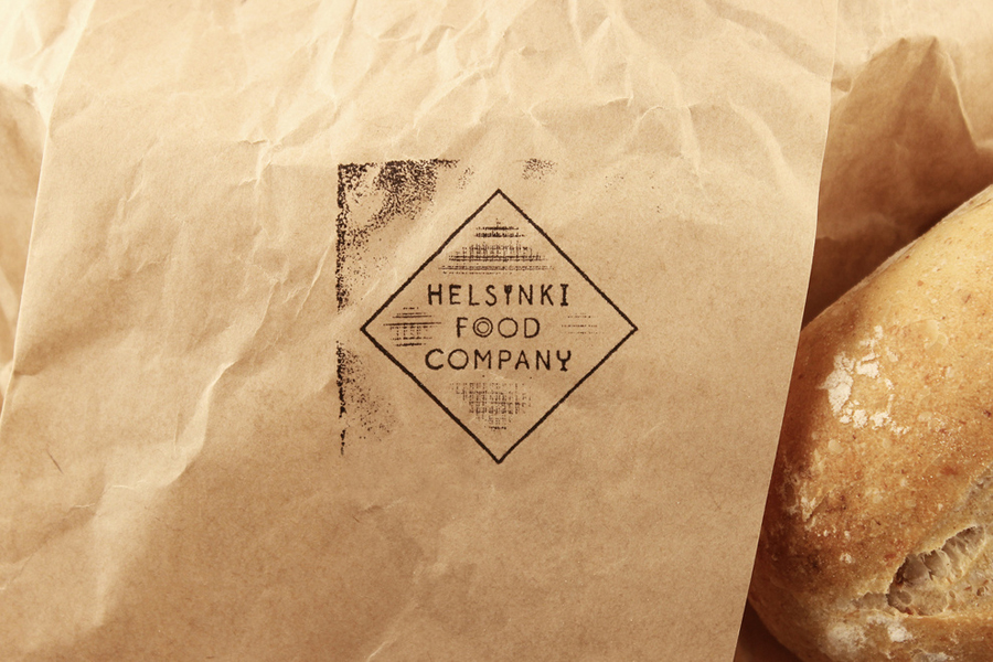 Logo and stamp for Helsinki Food Company designed by Werklig