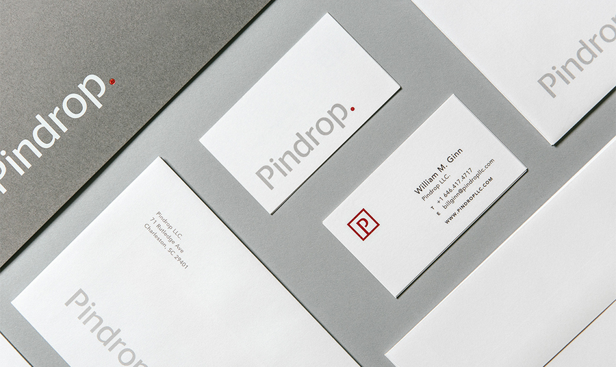 Logotype and stationery designed by Nudge for bank and financial institution regulation resource Pindrop