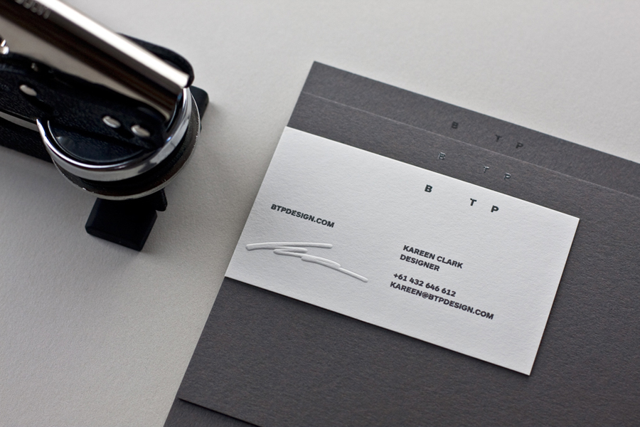 Logo and stationery with embossed detail designed by BTP