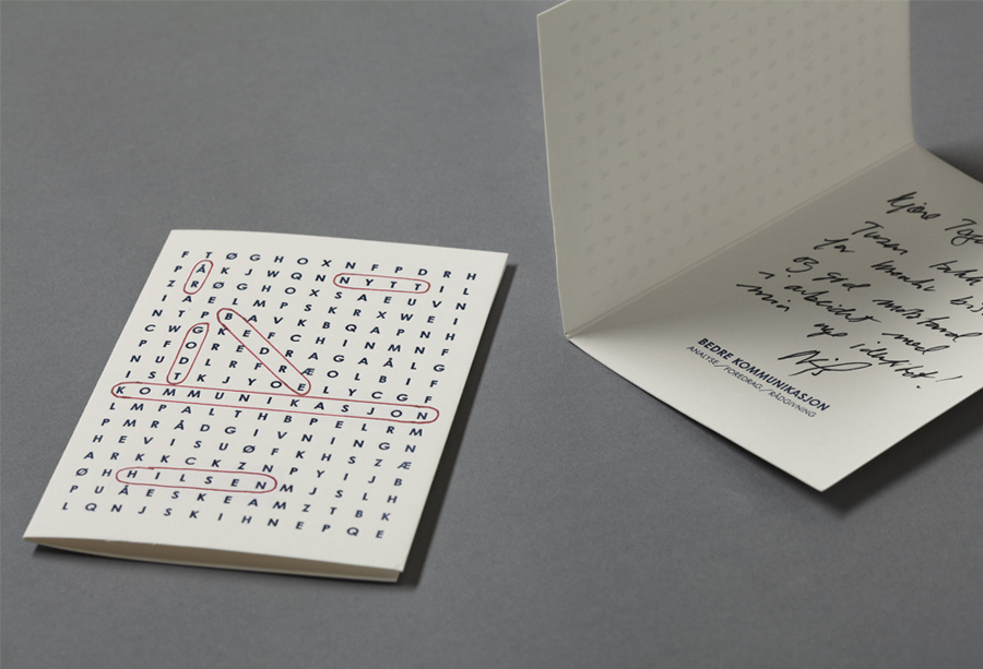 Note card design by Work In Progress for Oslo-based communication specialist Bedre Kommunikasjon