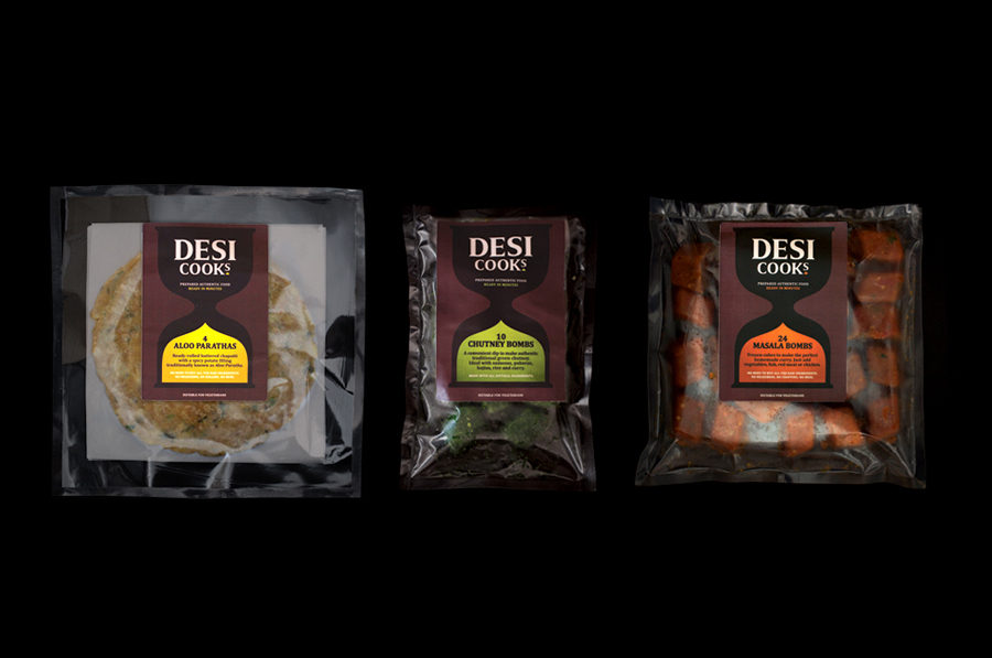 Packaging by Designers Anonymous for Asian food start-up Desi Cooks