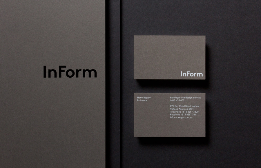Logo and business cards for architectural design and building firm InForm by Hofstede