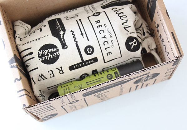 Packaging for craft candle brand Rewined including custom boxes and cloth bags designed by Stitch
