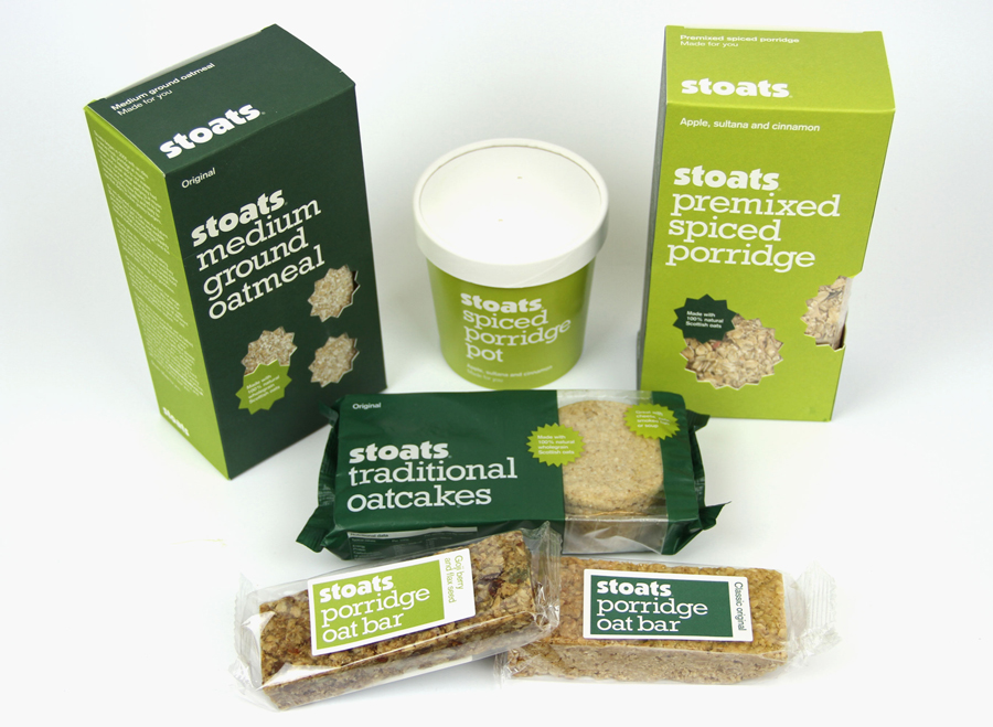 Original packaging for Stoats porridge range