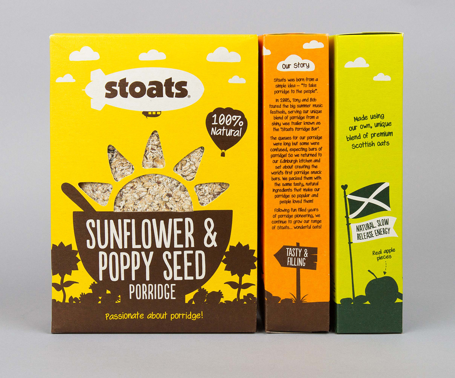 Stoats Porridge Packaging designed by Robot Food