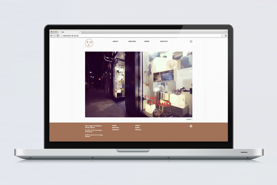 Website by Passport for interior design consultancy Pure