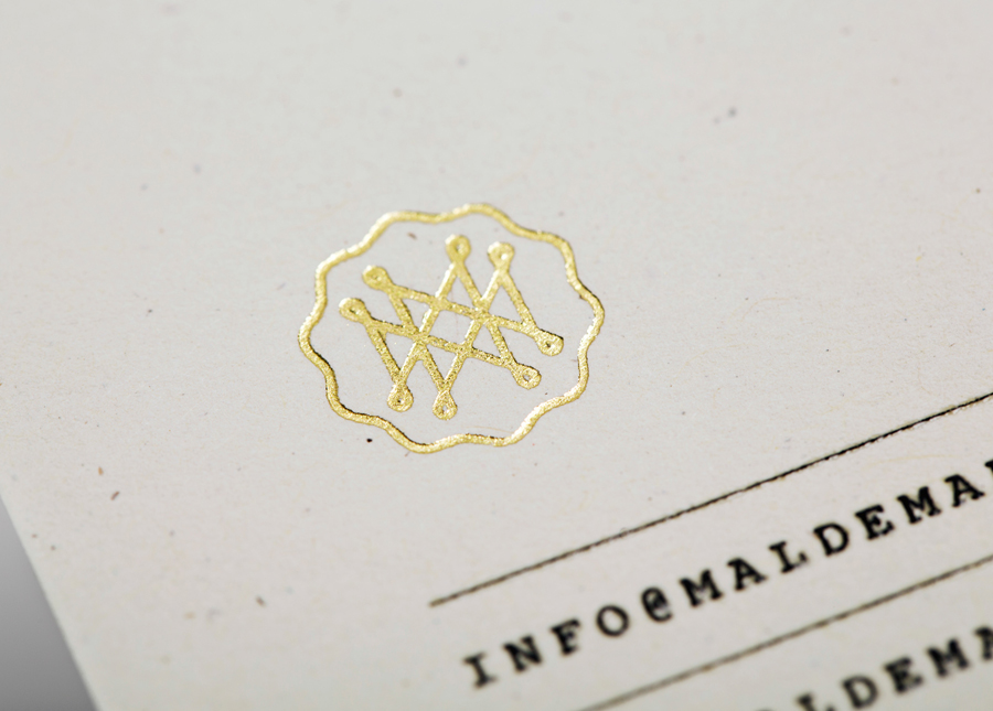 Logo and business card with gold foil detail for on-line art, design, architecture and photography journal Mal de Mar designed by Face