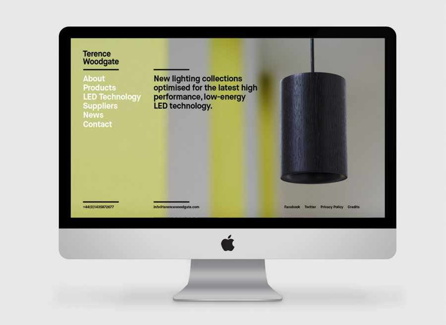 Website for lighting design and manufacturer Terence Woodgate designed by Charlie Smith Design