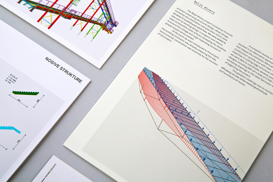 Print portfolio designed by Bunch for structural engineering firm Nosive Strukture