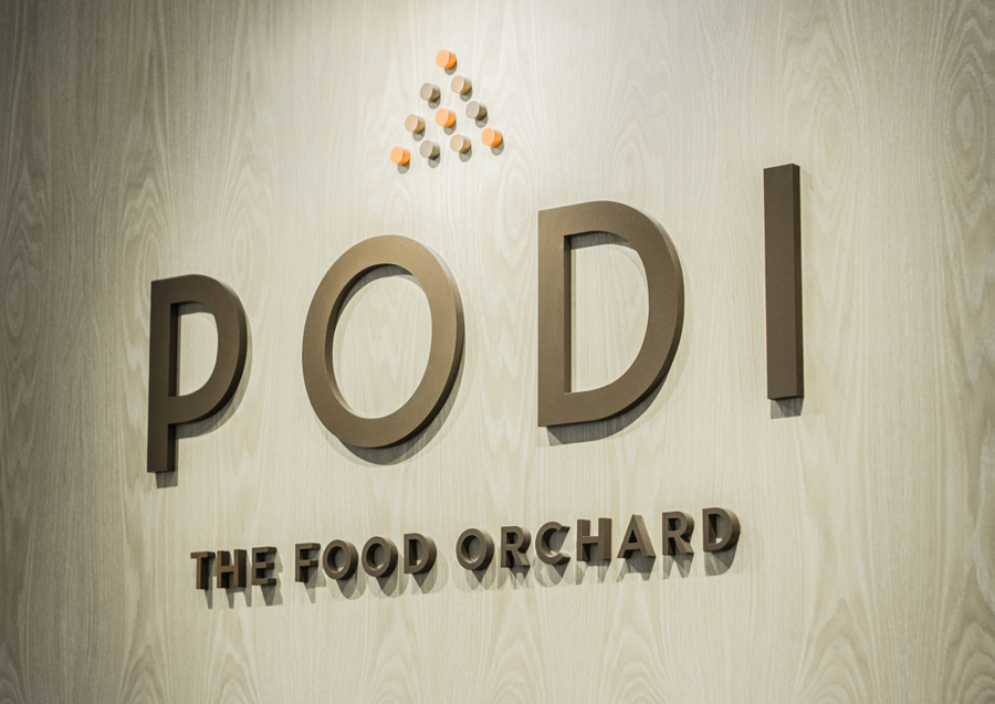 Sign designed by Bravo Company for Singapore-based organic restaurant Podi