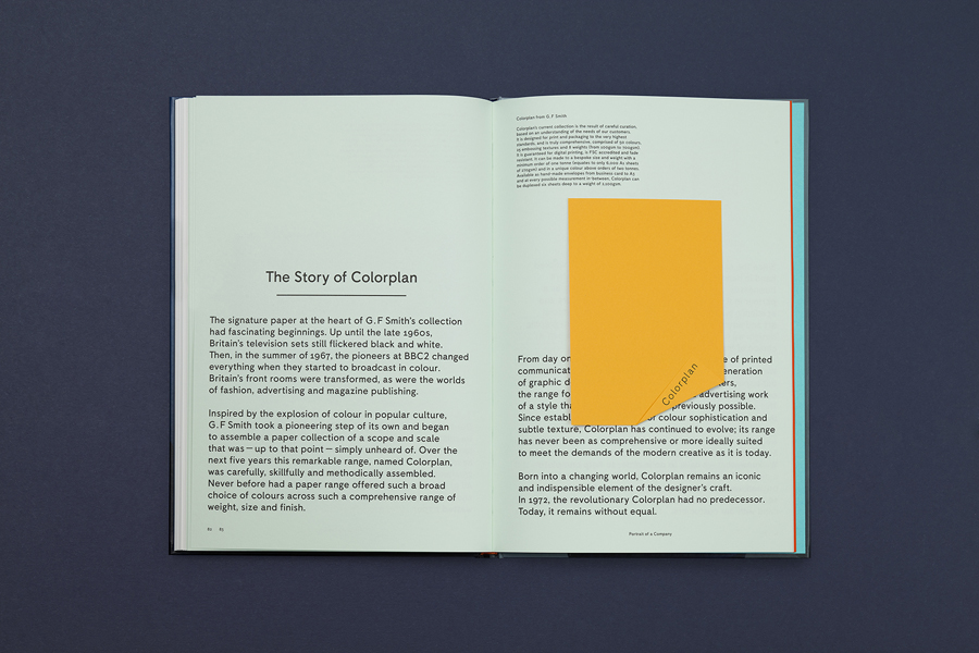 History and sample book designed by Made Thought for British paper merchant G . F Smith