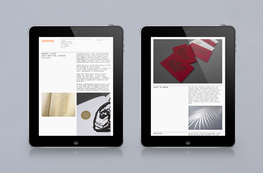 Responsive website for print production studio Cerovski designed by Bunch