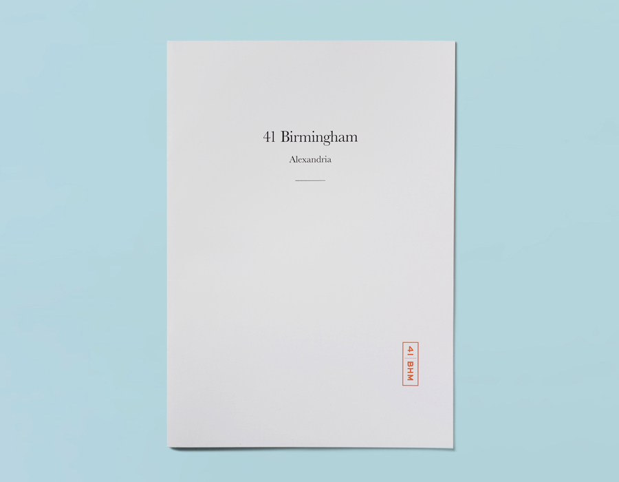 Brochure designed by Naughtyfish for 41 Birmingham, a boutique apartment development situated in Sydney's Alexandria district. 