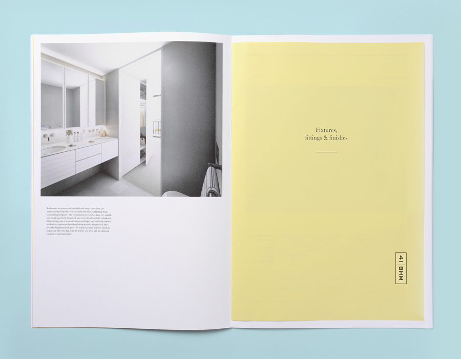 Brochure designed by Naughtyfish for 41 Birmingham, a boutique apartment development situated in Sydney's Alexandria district. 