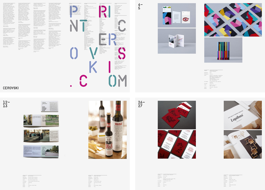 Brochure spread for print production studio Cerovski designed by Bunch