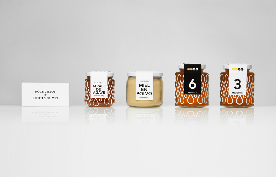 Packaging for traditional crafted honey brand Doce Cielo designed by Anagrama