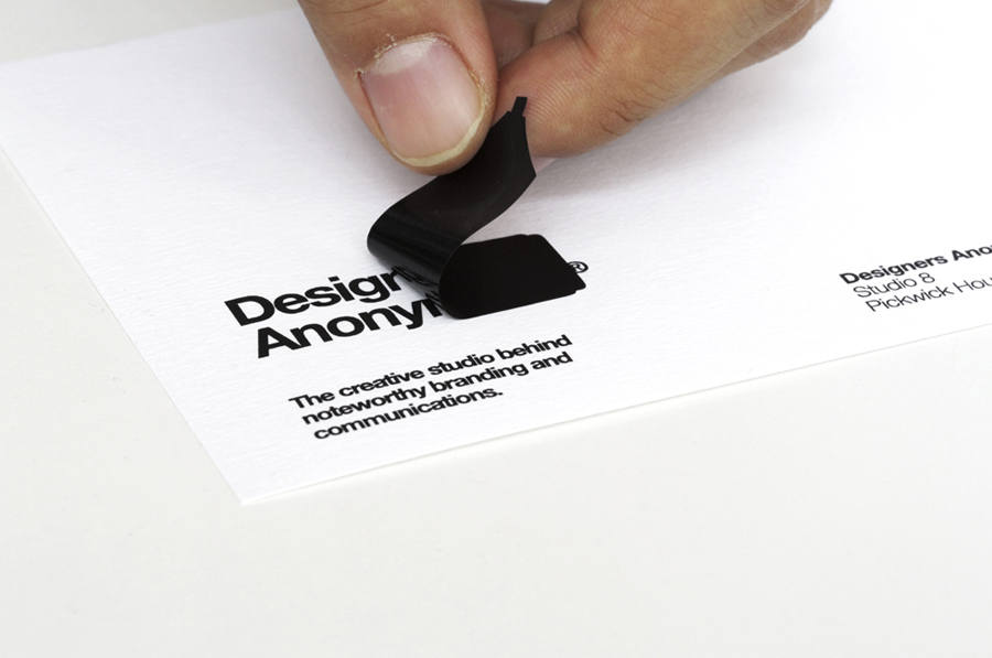 Logo and compliment slip with sticker detail created by Designers Anonymous