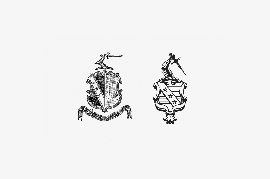 Old coat of arms redrawn by Wash for the Clifton Arms Hotel