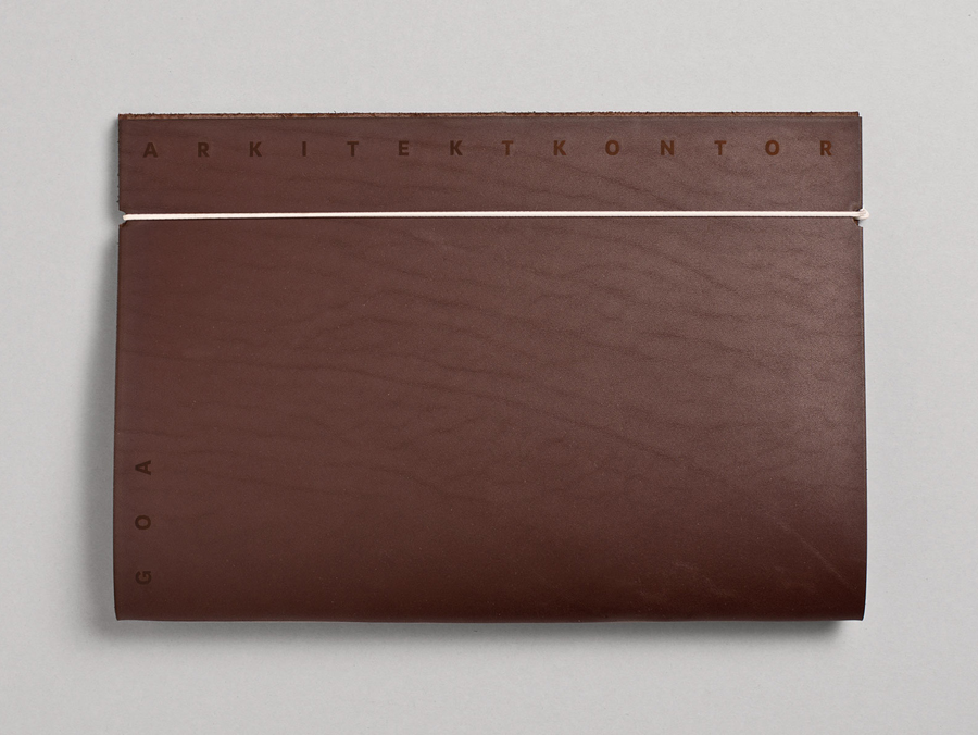 Logo and debossed leather wallet designed by Heydays for Oslo based architecture studio Goa Arkitektkontor