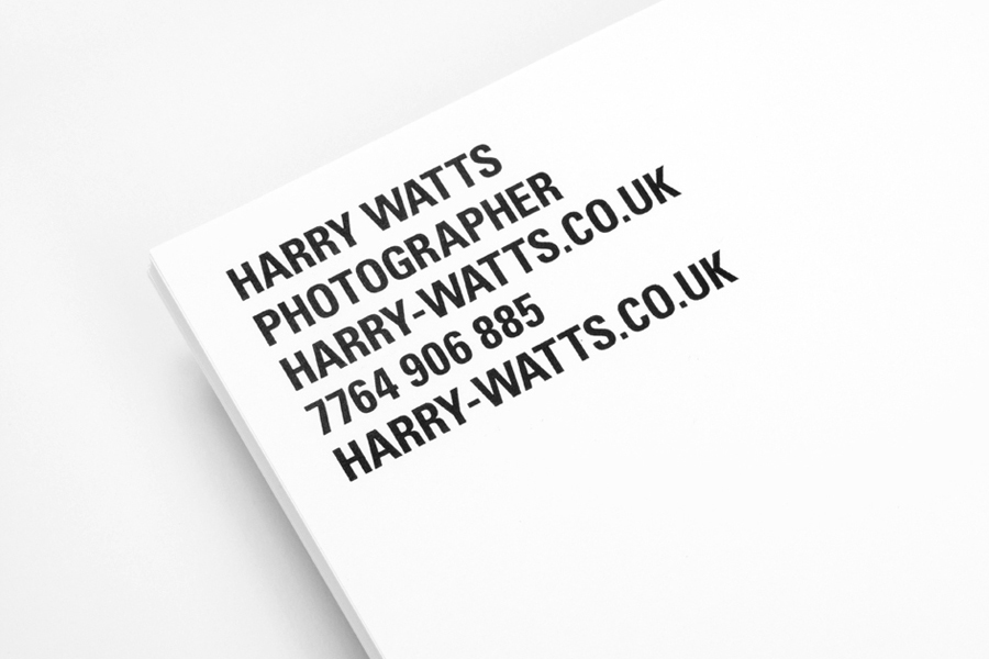 Logotype and headed paper designed by Birch for British photographer Harry Watts