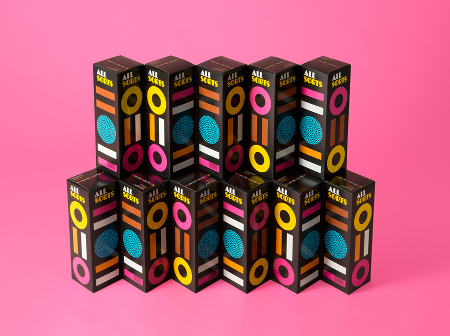 Packaging designed by Bond for confectionery brand Allsorts