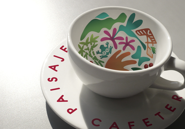 Logo and print designed by Jaime Cadavid for Colombian coffee growing organisation Paisaje Cultural Cafetero