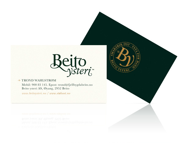 Logotype and business cards created by Strømme Throndsen Design for Norwegian cheese brand Beito Ysteri