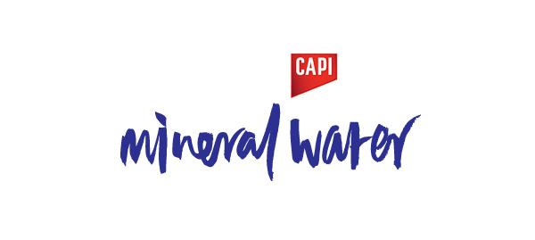 Script logotype created by CIP for premium carbonated fruit juice, mixer and mineral water brand CAPI.