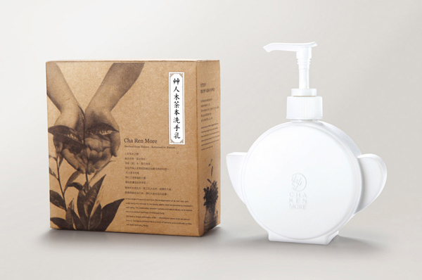 Packaging made from uncoated unbleached board with black ink photography designed by Victor Design for Cha Ren More