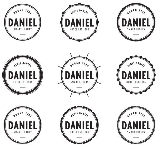 Logo variations designed by Moodley for Vienna and Graz based luxury hotel Daniel