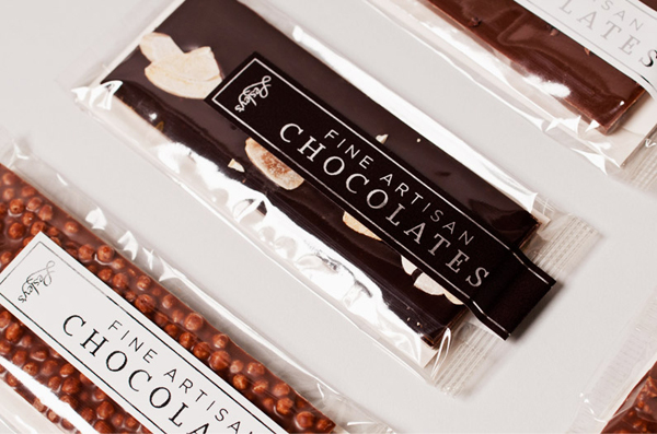 Packaging with silver foil detail designed by YUI Studio for US based confectioner Lesley's Gourmet