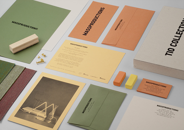 Logo and stationery for furniture company Massproductions designed by Britton Britton